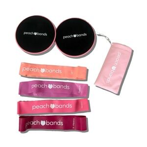 Peach Bands Resistance Exercise Set with Core Sliders for Carpet & Hard Flooring